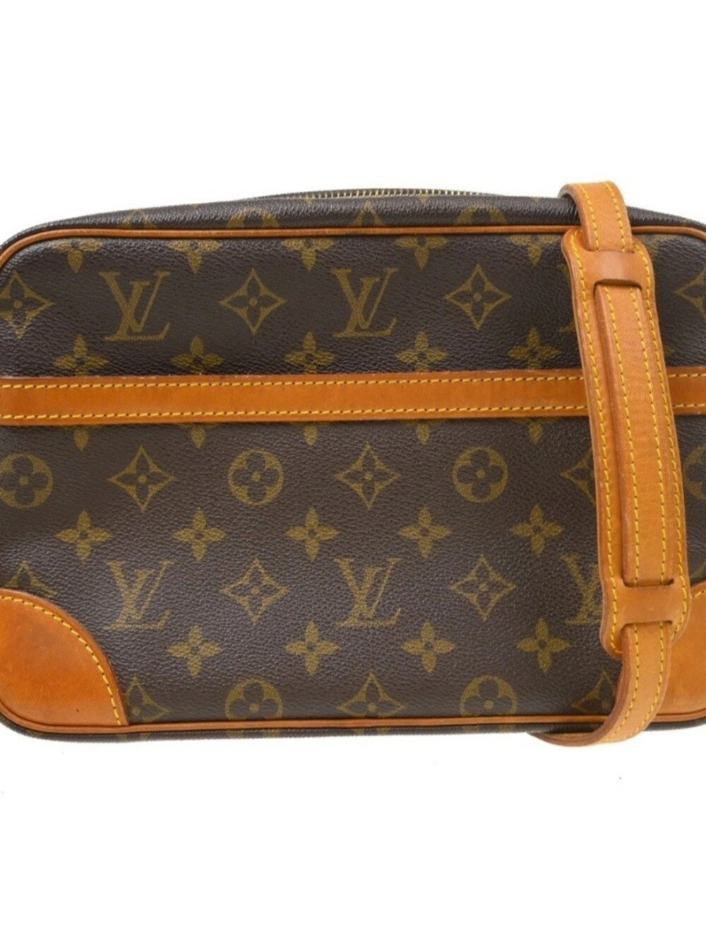 Authenic Louis Vuitton Brown Monogram Canvas Crossbody Bag With COA
